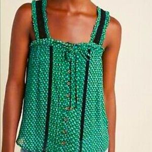 Anthropologie Bardot printed Lace Crochet Button Down Tank Top, size 4
